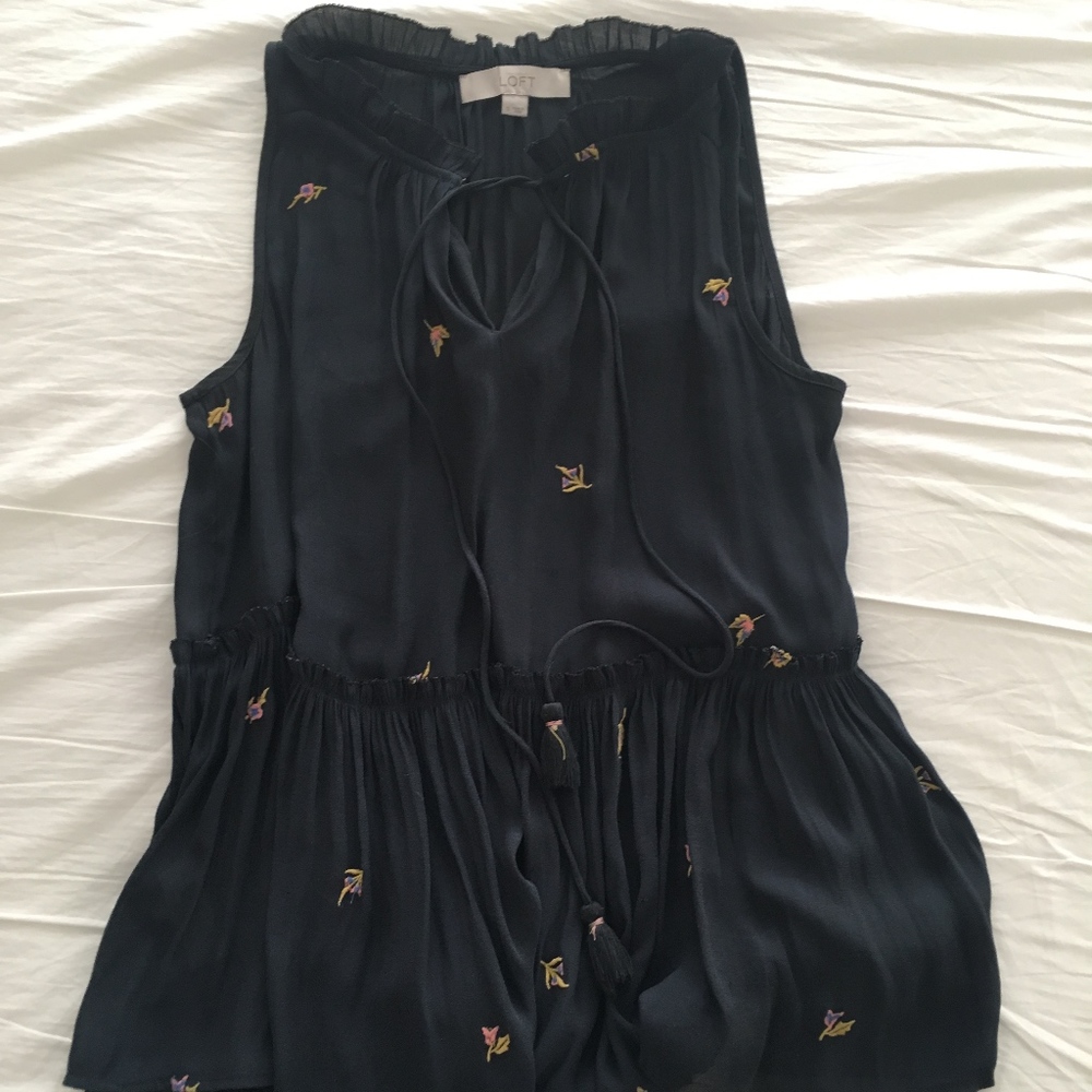 LOFT navy peplum top
